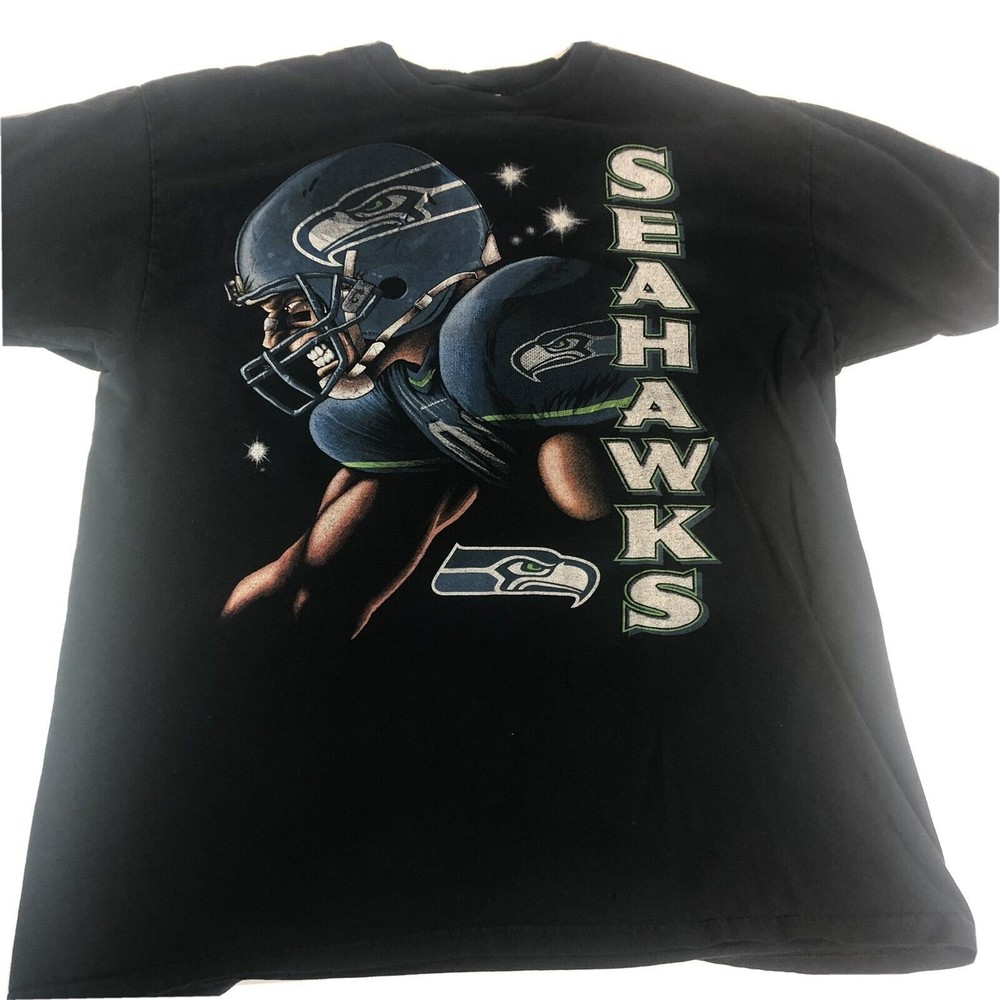 Seattle Seahawks Graphic T Shirt, XL, Black, NFL Tag Retro